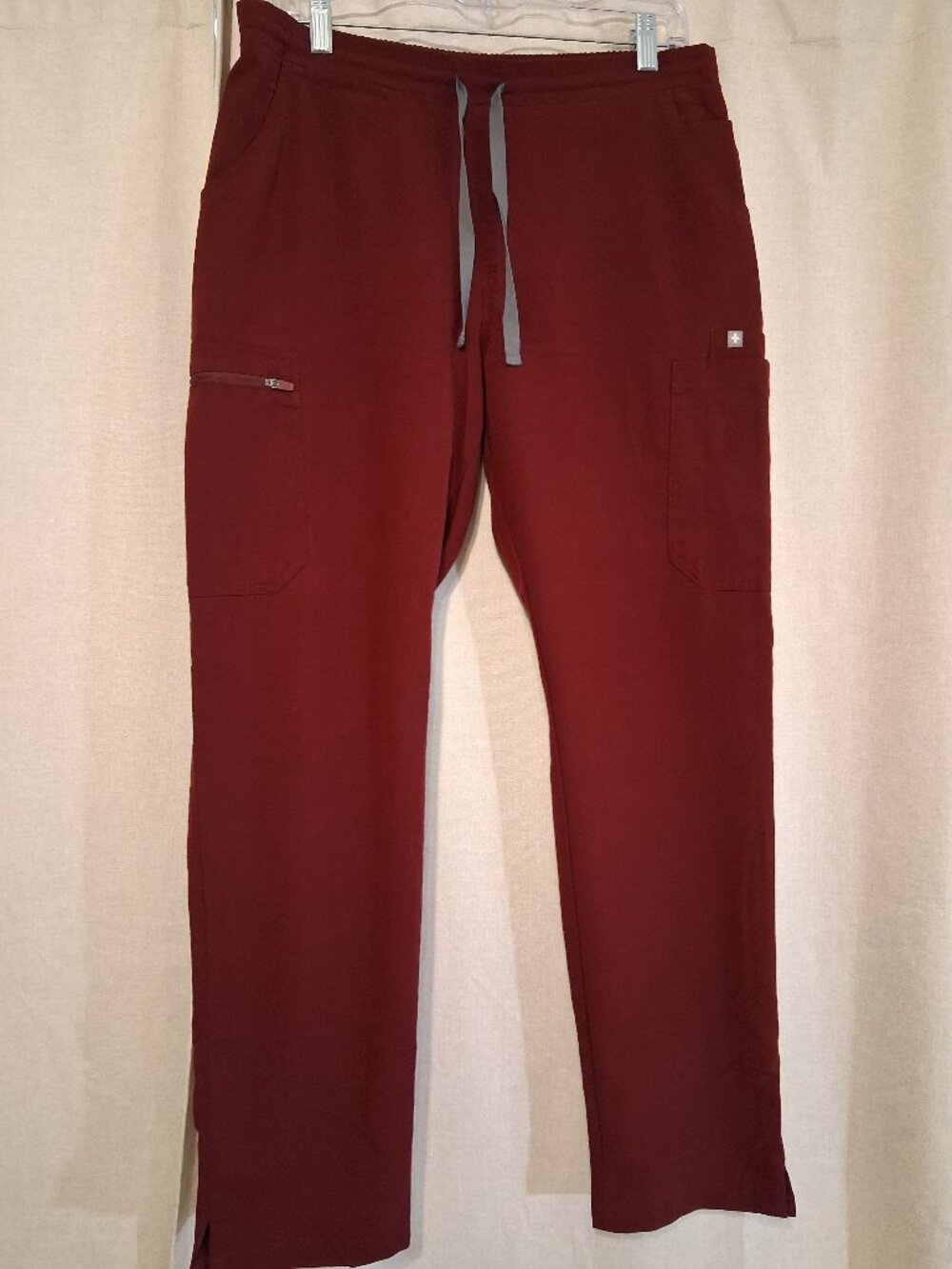 FIGS Lola slim scrub pant, burgundy, medium